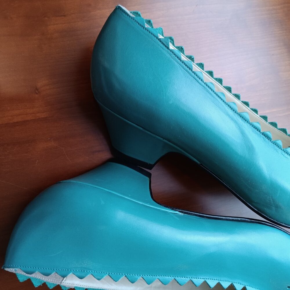 Women's Turquoise Almond Toe Low Heel Ballet by VANELI - Picture 8 of 14